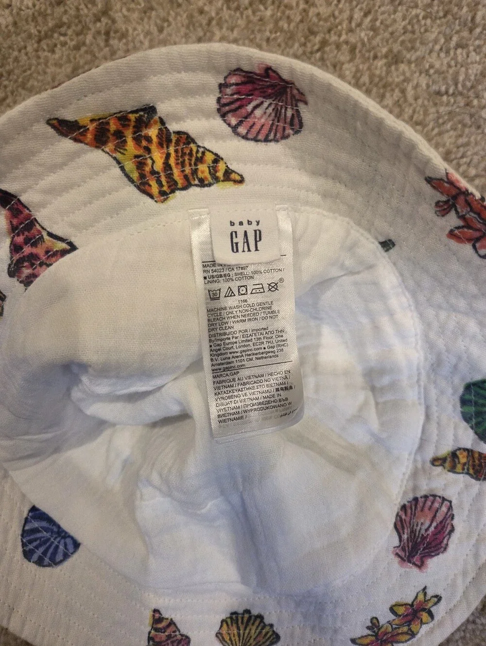 Baby Gap Seashell & Starfish Print Bucket Hat | Beach Essential 0-6
